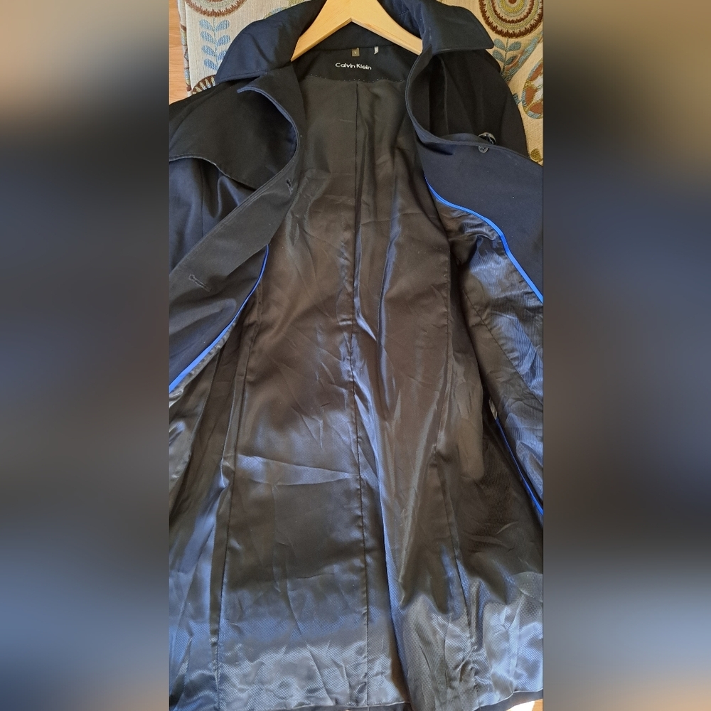 Calvin Klein Women's Black Coat W Hood Size L EUC - Picture 3 of 4